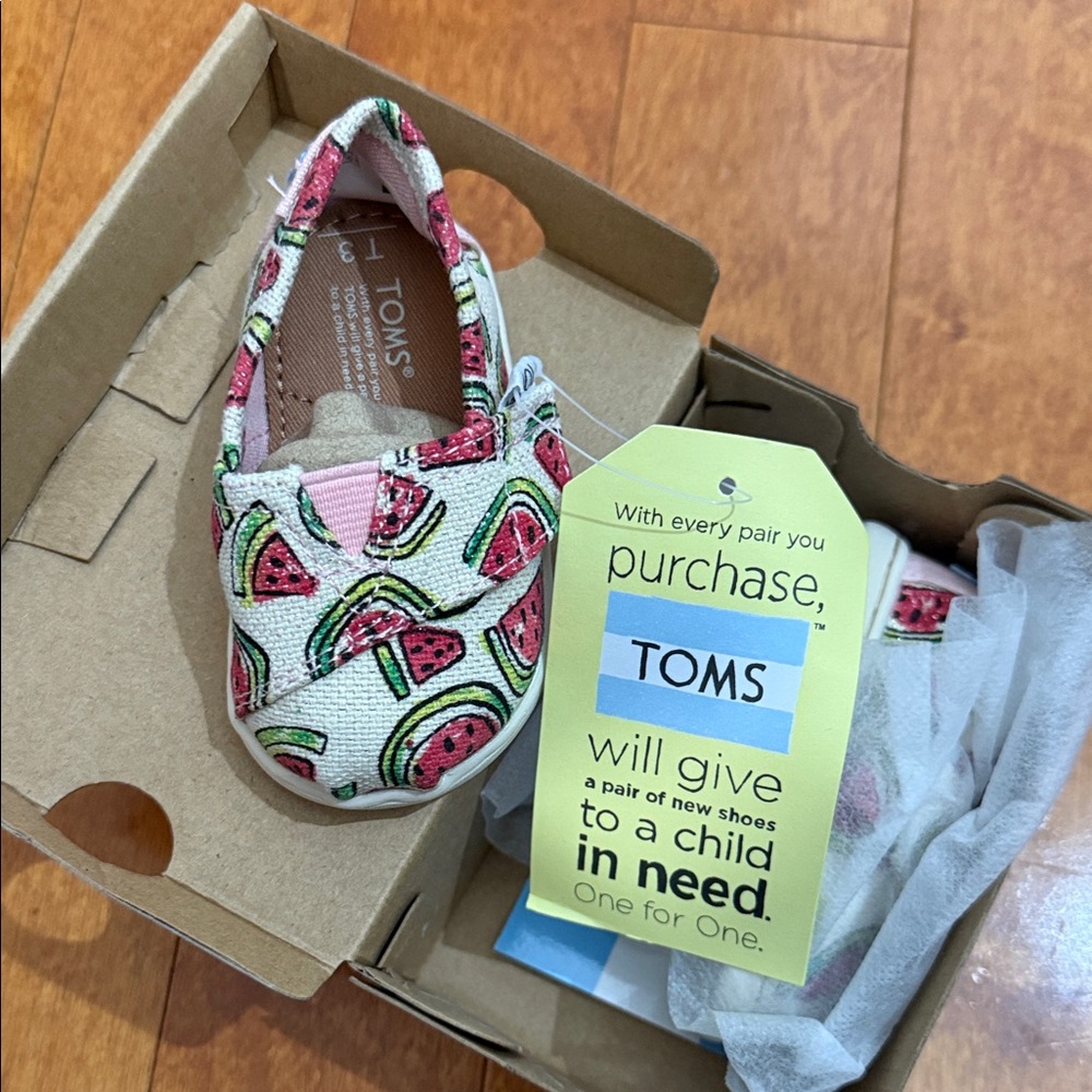 TOMS Pink Glitter Watermelon Moccasins